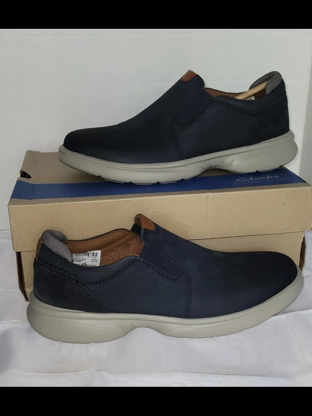 Clarks Men’s Bradley Navy Slip-On Comfort Shoe